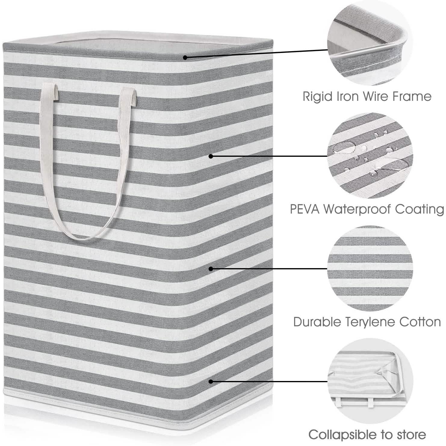 Large Foldable Tall Laundry Basket Storage Basket