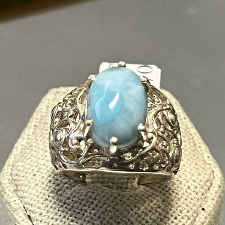 Larimar Ring Size 7 "Caribbean Queen"