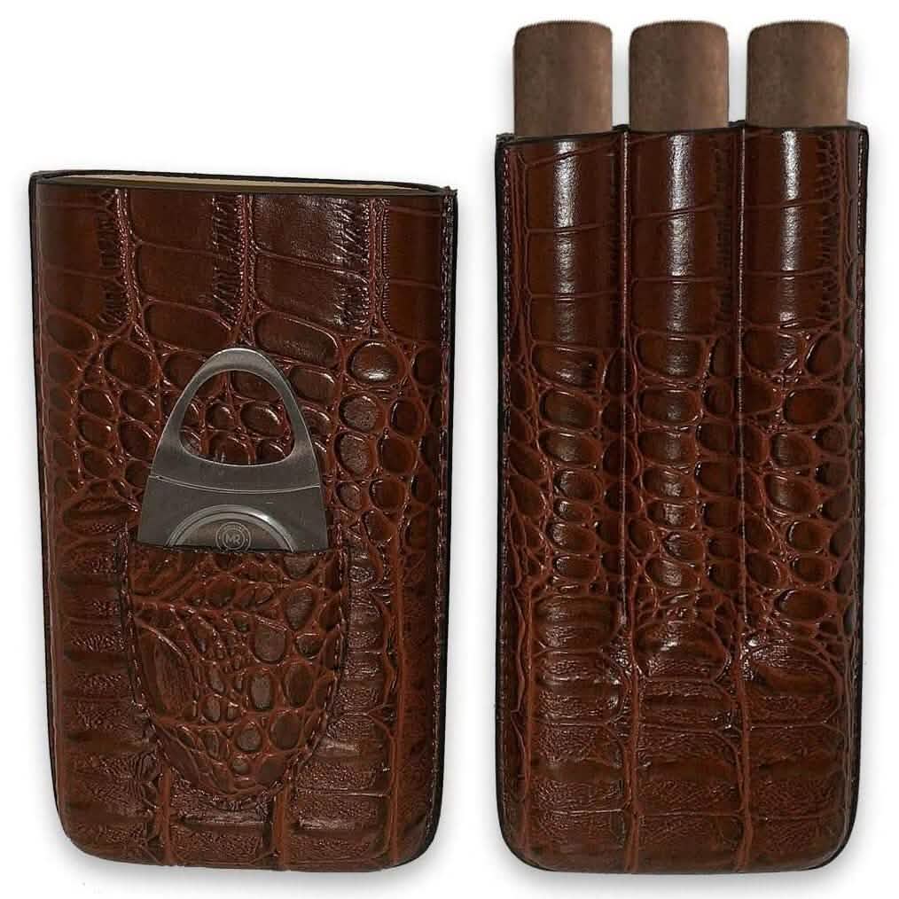 Leather Cigar Case by Mulling Room with Stainless Steel Cutter