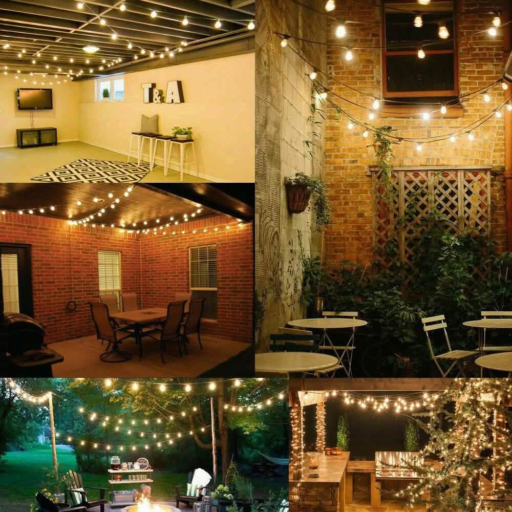 Guirlande lumineuse extérieure LED 15 ampoules S14 de qualité commerciale pour patio et jardin