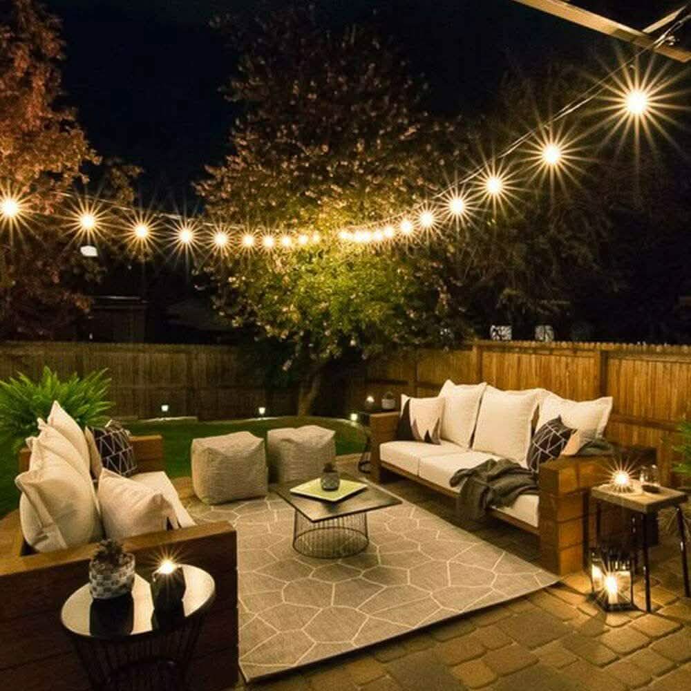 Guirlande lumineuse extérieure LED 15 ampoules S14 de qualité commerciale pour patio et jardin