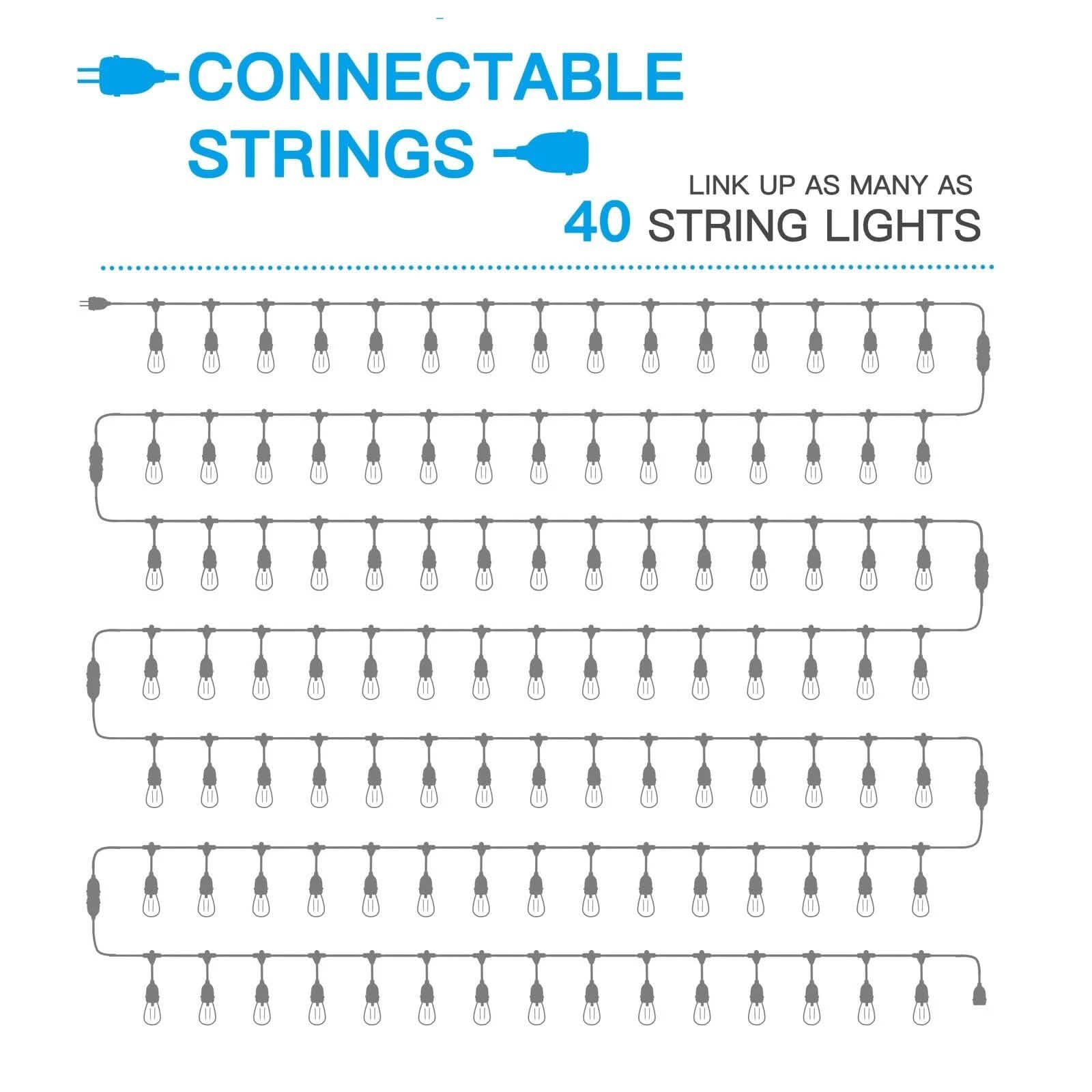 Guirlande lumineuse extérieure LED 15 ampoules S14 de qualité commerciale pour patio et jardin