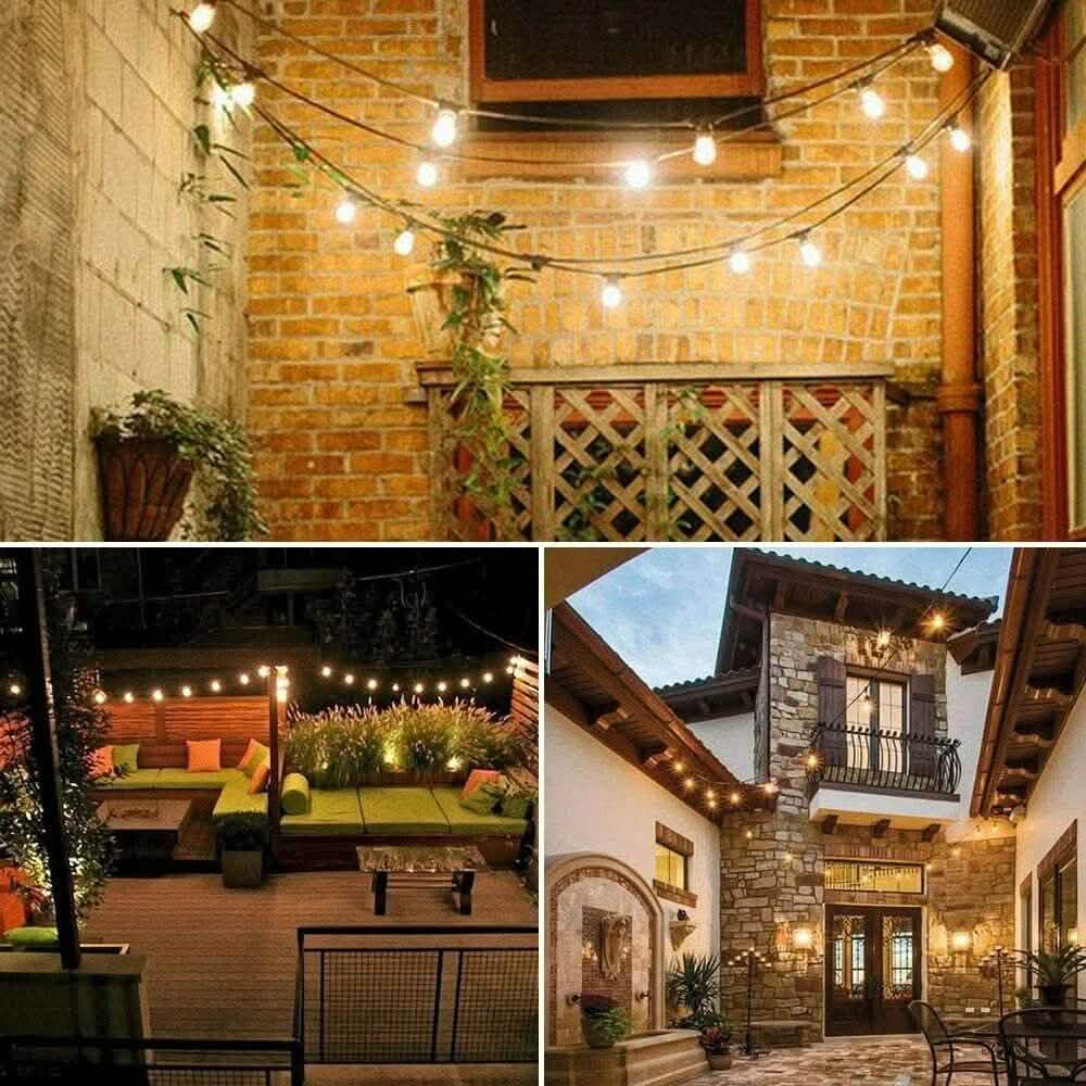 Guirlande lumineuse extérieure LED 15 ampoules S14 de qualité commerciale pour patio et jardin