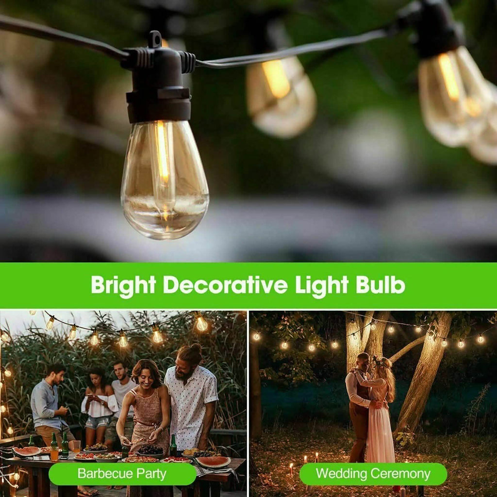 Guirlande lumineuse extérieure LED 15 ampoules S14 de qualité commerciale pour patio et jardin