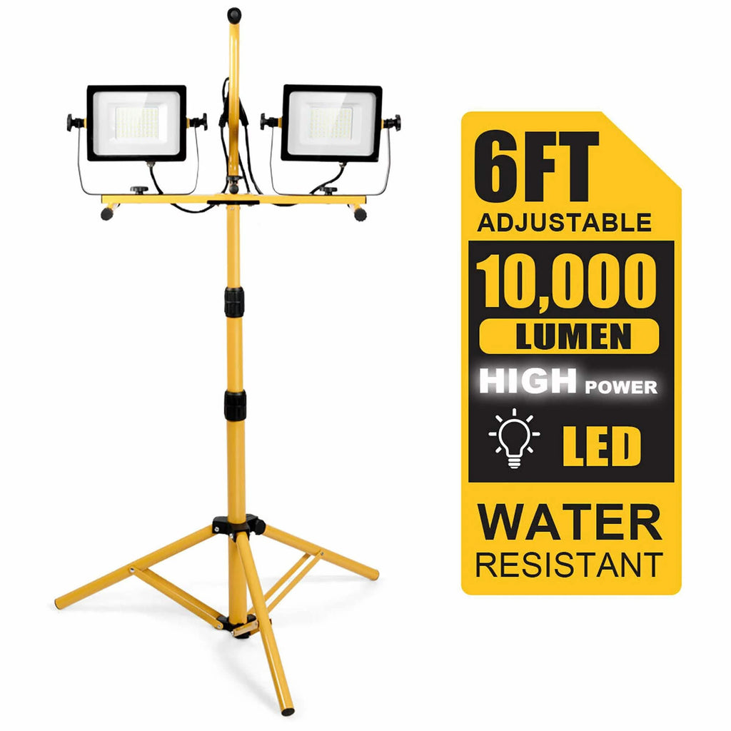 LED Dual-Head Work Light with Adjustable Tripod Stand
