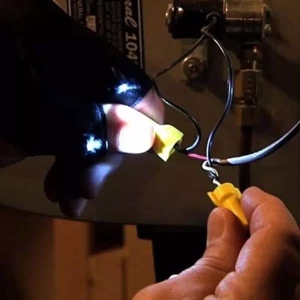 Gants sans doigts avec 2 lampes LED et sangle magique (type torche)