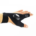 Gants sans doigts avec 2 lampes LED et sangle magique (type torche)