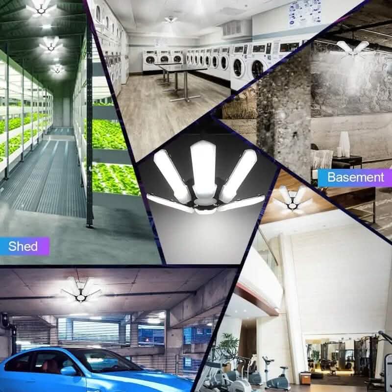 LED Garage Ceiling Lights 150W 15000LM 6500K with 6+1 Deformable Panels