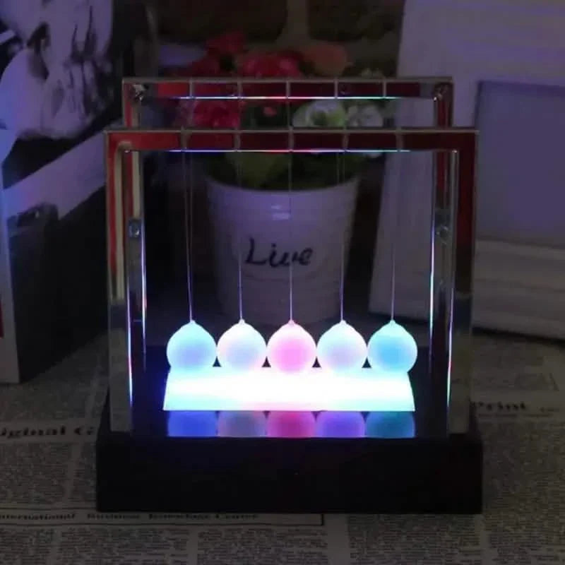 LED Light Up Pendulum Perpetual Fun Science Physics Learning Balance Balls Desk Toys