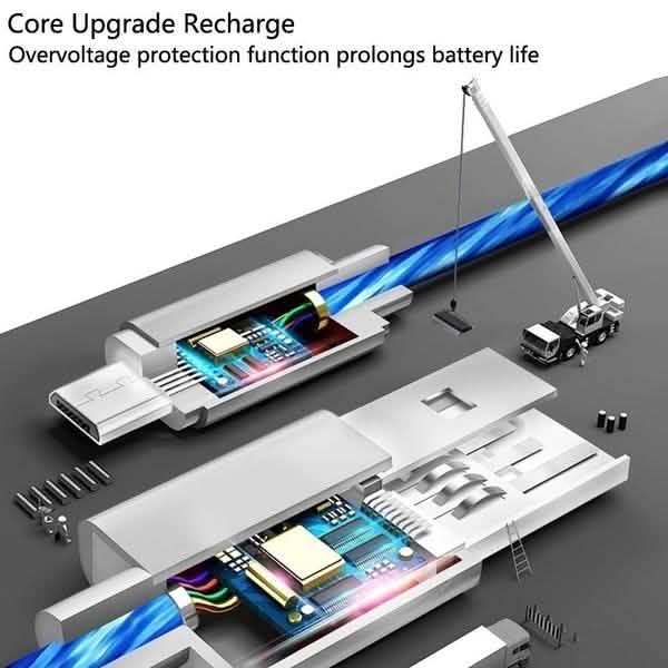LED Light USB Charger Cable 3-in-1 Fast Charging