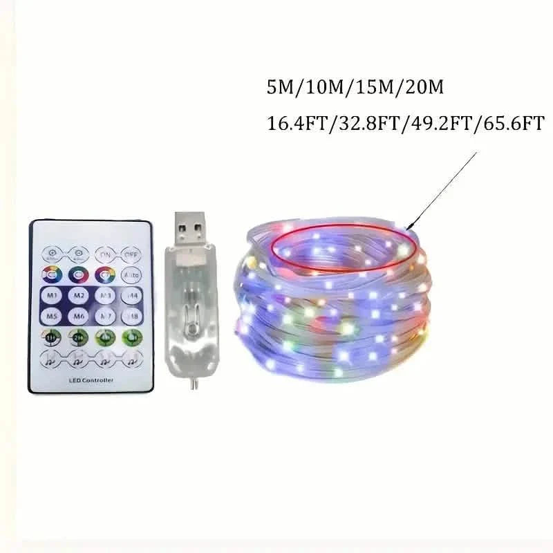LED Rope Lights Outdoor, RGB Remote Control Fairy String Lights Plug In With 200 LEDs