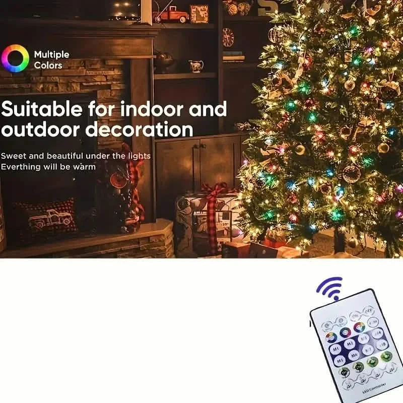 LED Rope Lights Outdoor, RGB Remote Control Fairy String Lights Plug In With 200 LEDs
