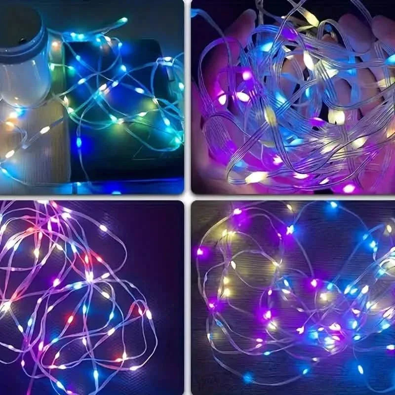 LED Rope Lights Outdoor, RGB Remote Control Fairy String Lights Plug In With 200 LEDs