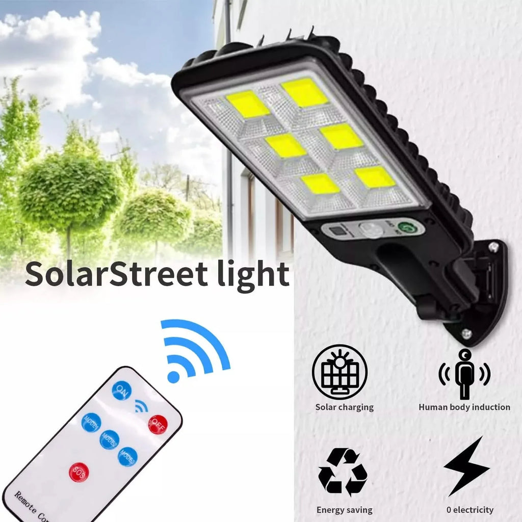 LED Solar Light Motion Sensor 3 Modes Flood Lamp Outdoor Street Wall Yard Garden