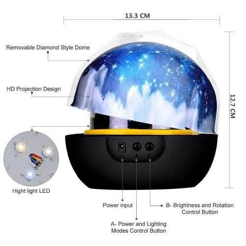 Projecteur nocturne LED Étoiles et Lune