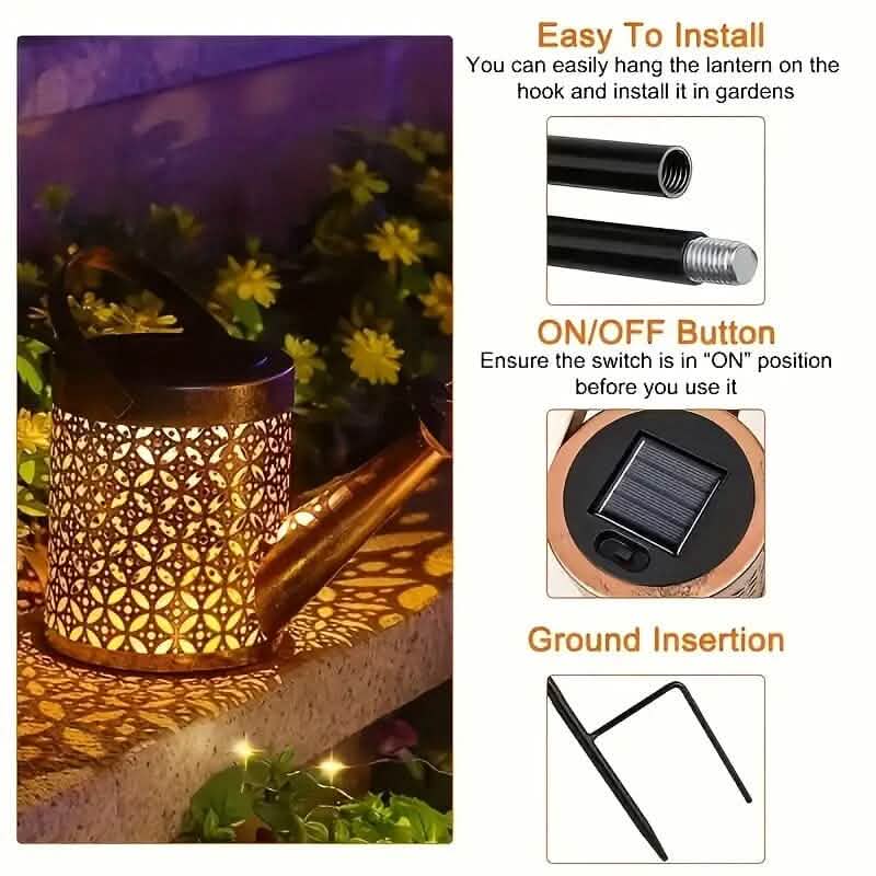LED Watering Can Fairy Teapot Solar String Lights
