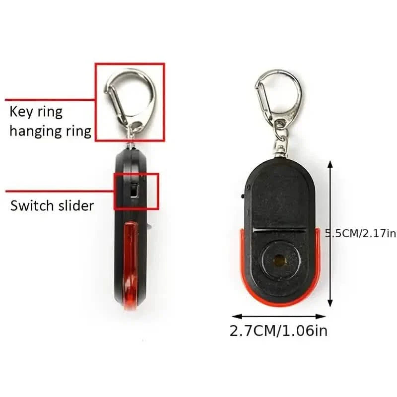 Porte-clés sifflet LED avec alarme sonore clignotante anti-perte, localisateur de clés avec anneau porte-clés