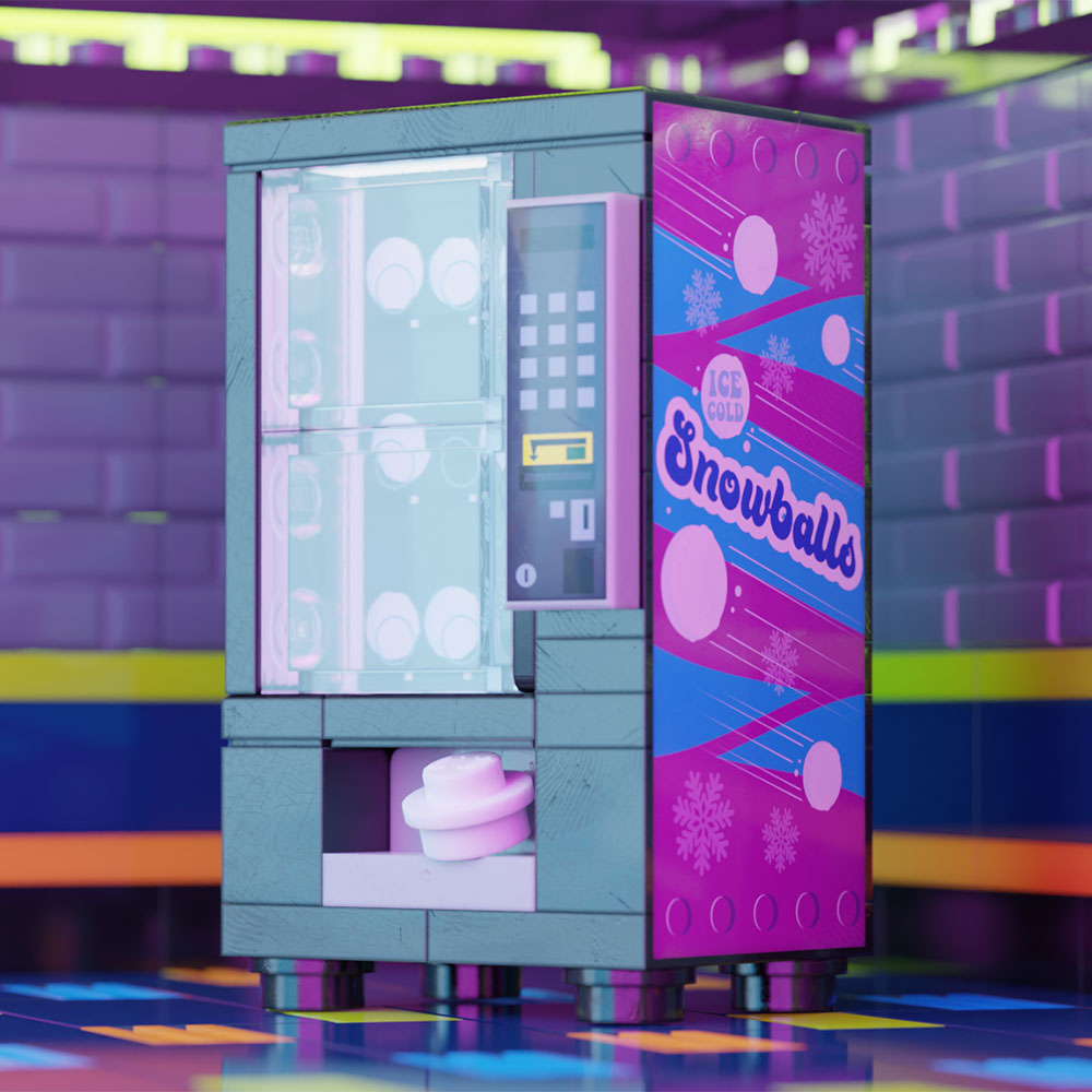 Distributeur automatique de mini-figurines Snowballs créé avec des pièces LEGO - B3 Customs