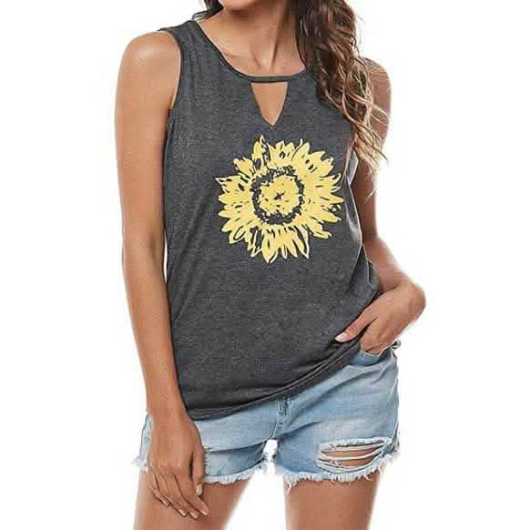Débardeur d'été décontracté à motif tournesol pour femme Leo Rosi