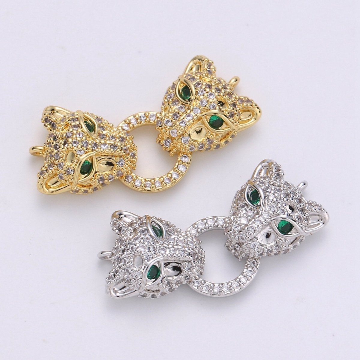 Leopard Charms Bracelet Connector Gold Silver Link Connector Animal Jewelry Supplies Component Curved for Bracelet Component F-446 F-447