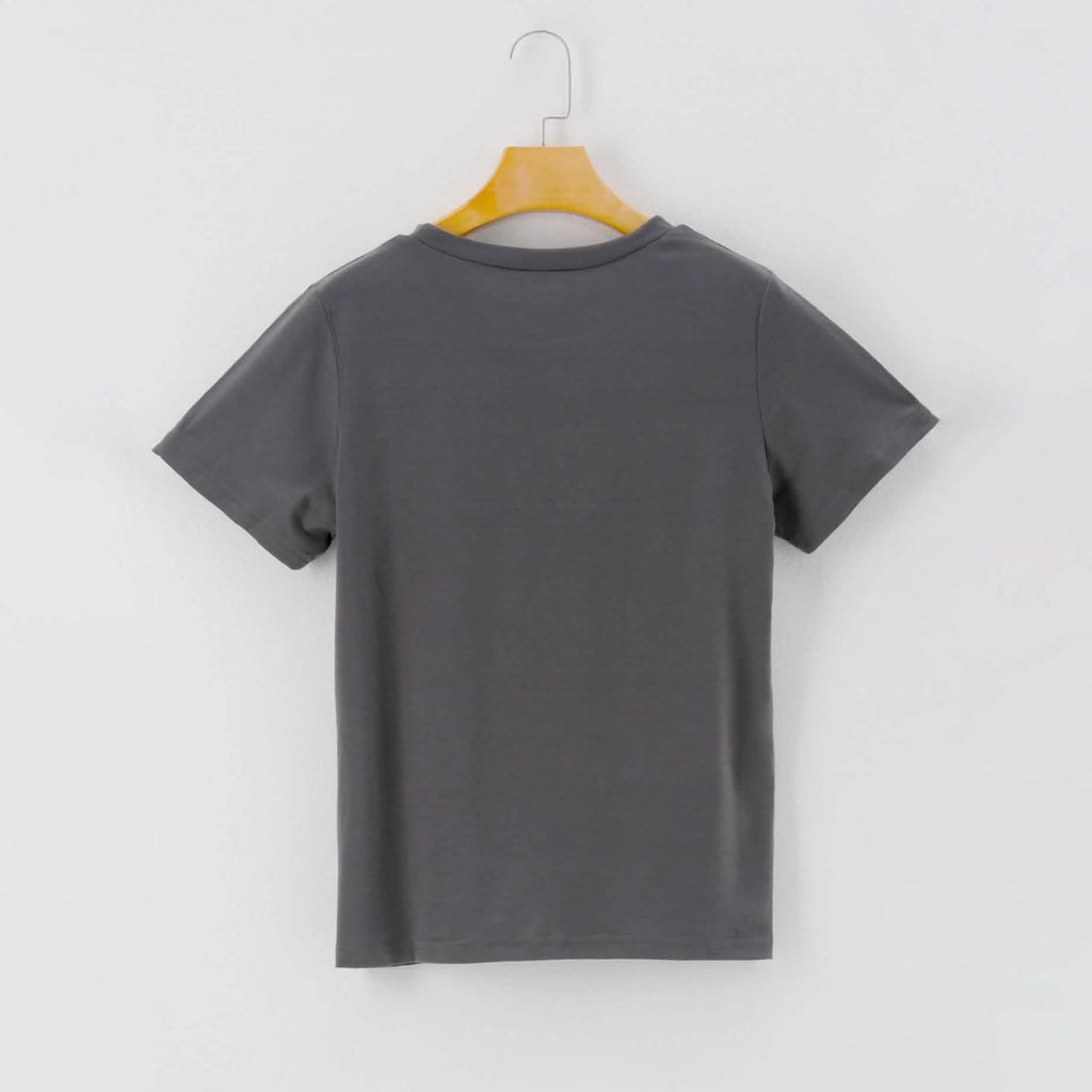 T-shirt décontracté à col rond et manches courtes avec imprimé lettres
