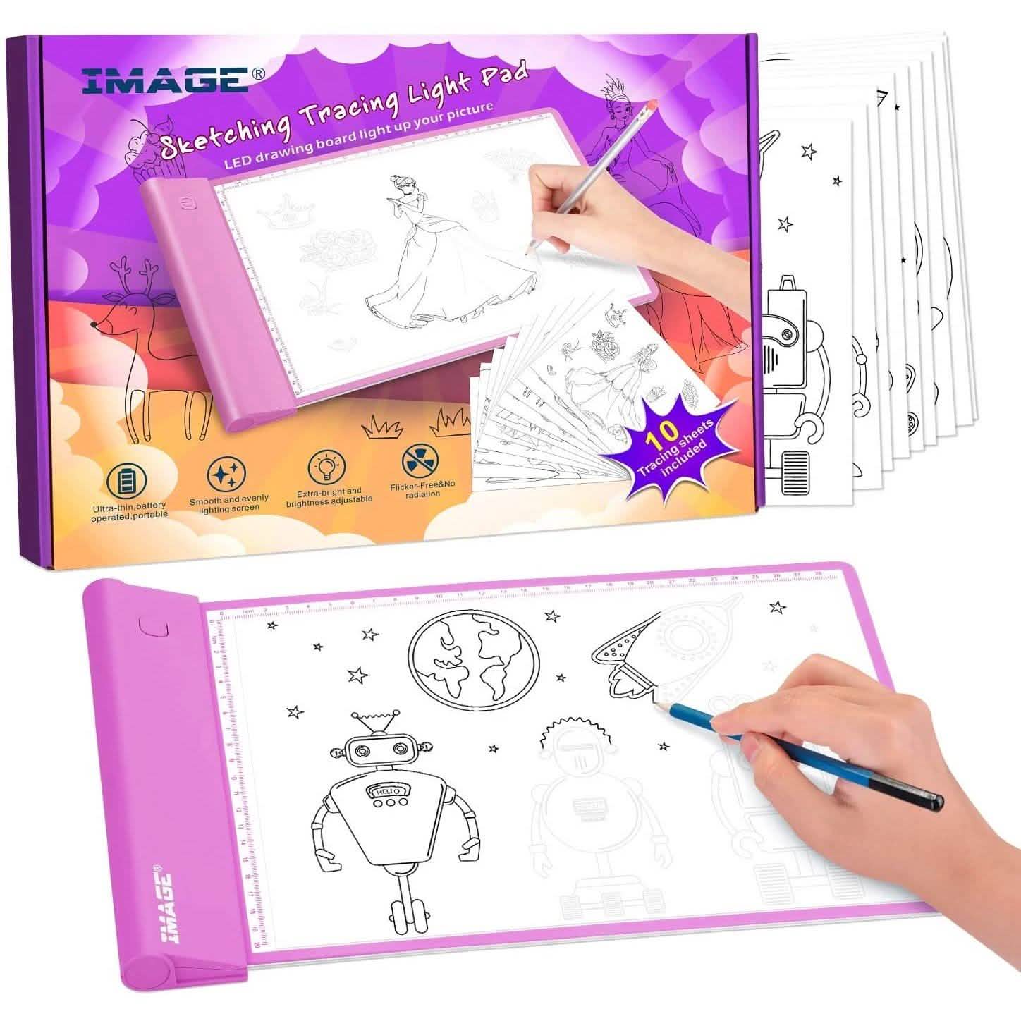 ライトアップトレーシングパッドピンク塗り絵描画アートギフトおもちゃ