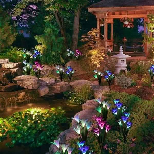 Lily Flower Multi-Color Changing LED Solar Powered Lights