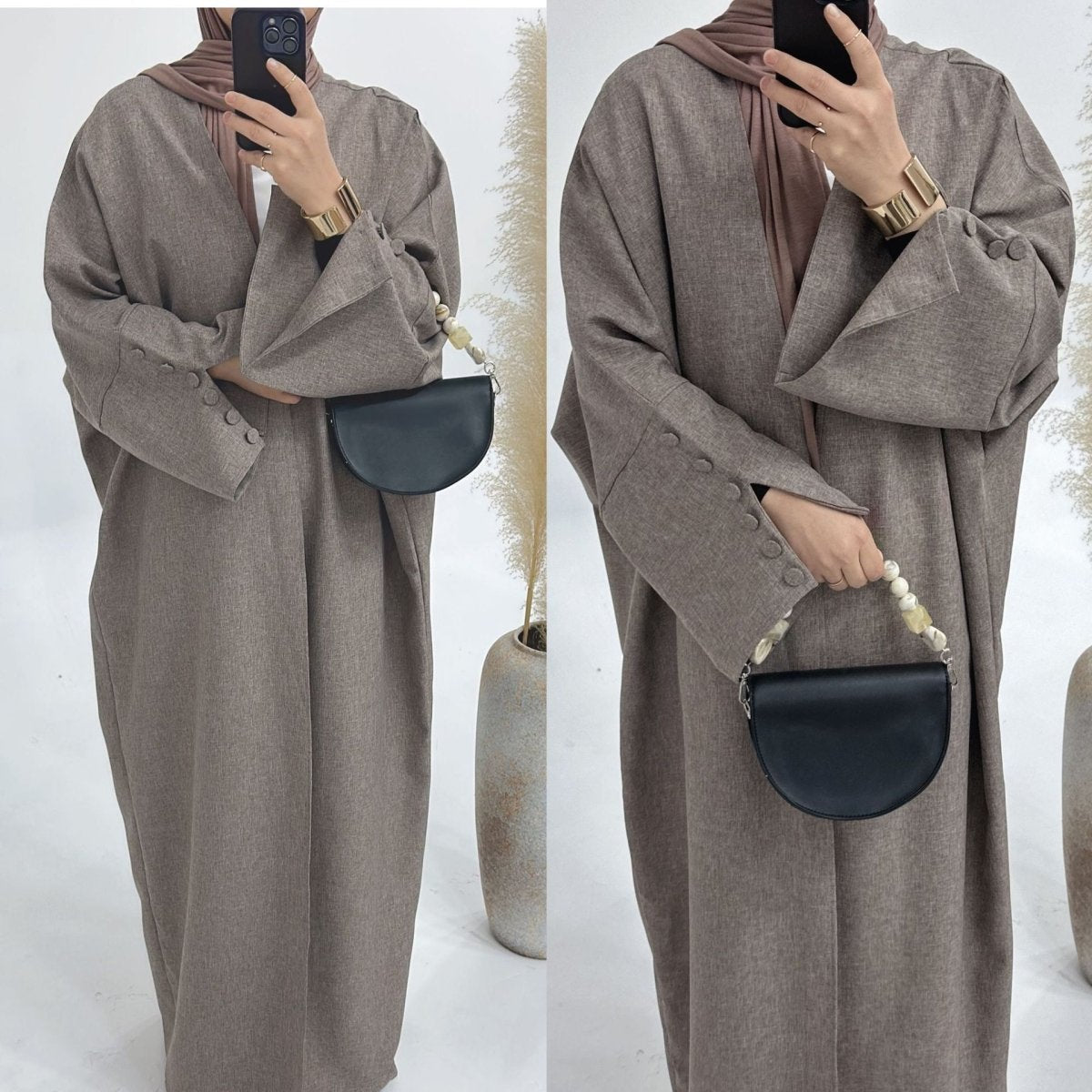 Linen Cardigan Open Abaya (MOA042)