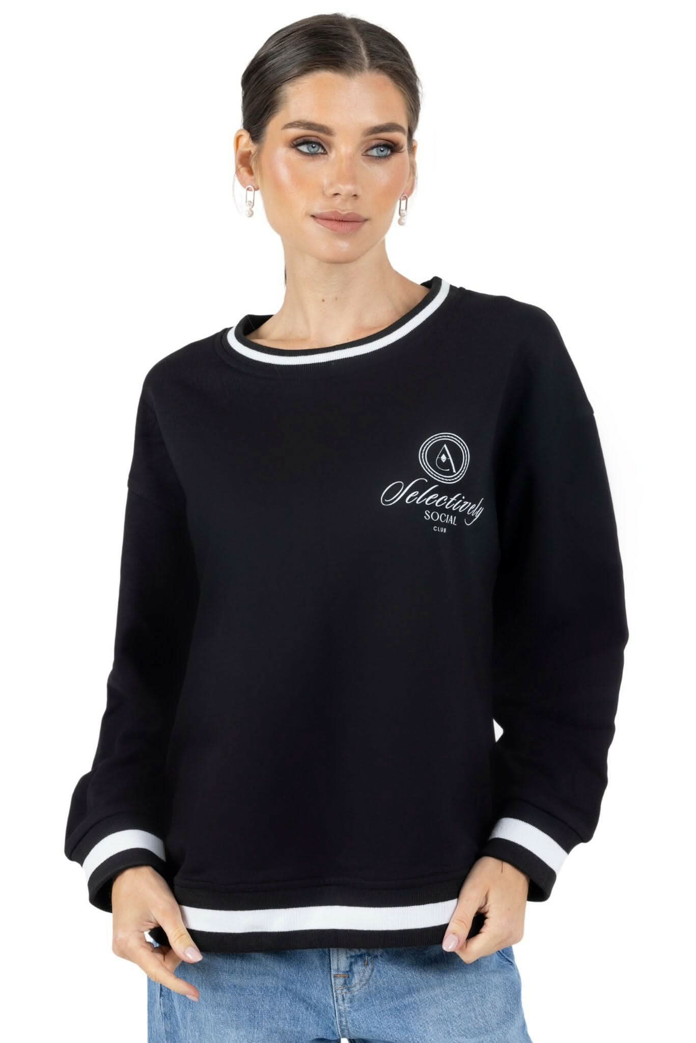 Lisa Printed Round Neck Pullover Sweatshirt