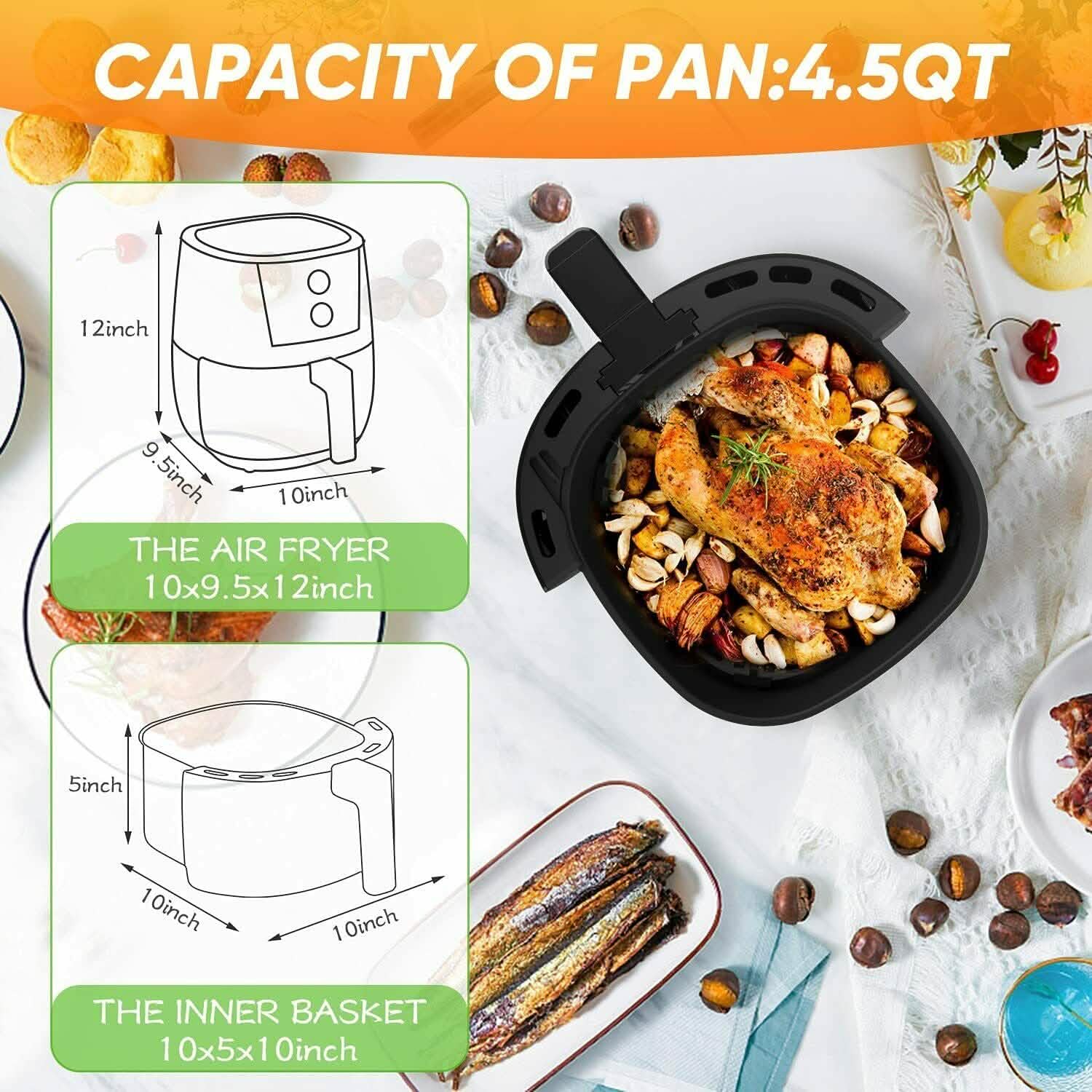 Friteuse à air 4,5 QT Four sans huile avec bouton rotatif Maison