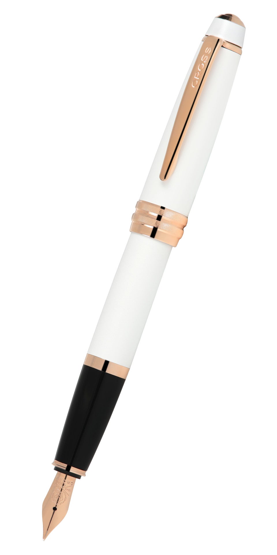 Bailey™ Pearlescent White Lacquer Rose Gold Plated Stainless Steel Fine Nib Fountain Pen