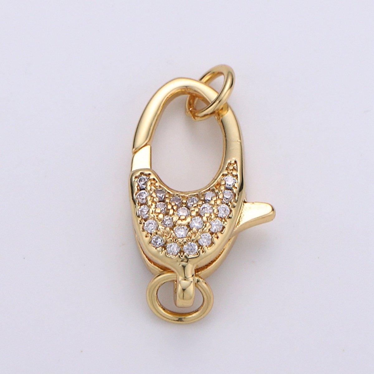Lobster Clasp with Pave CZ Crystal Gold Filled End Clasp with Ring for DIY Necklace Bracelet Anklet Jewelry Making- K716