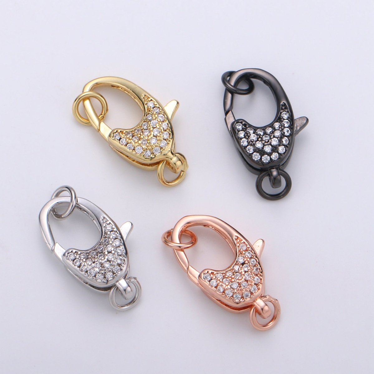 Lobster Clasp with Pave CZ Crystal Gold Filled End Clasp with Ring for DIY Necklace Bracelet Anklet Jewelry Making- K716