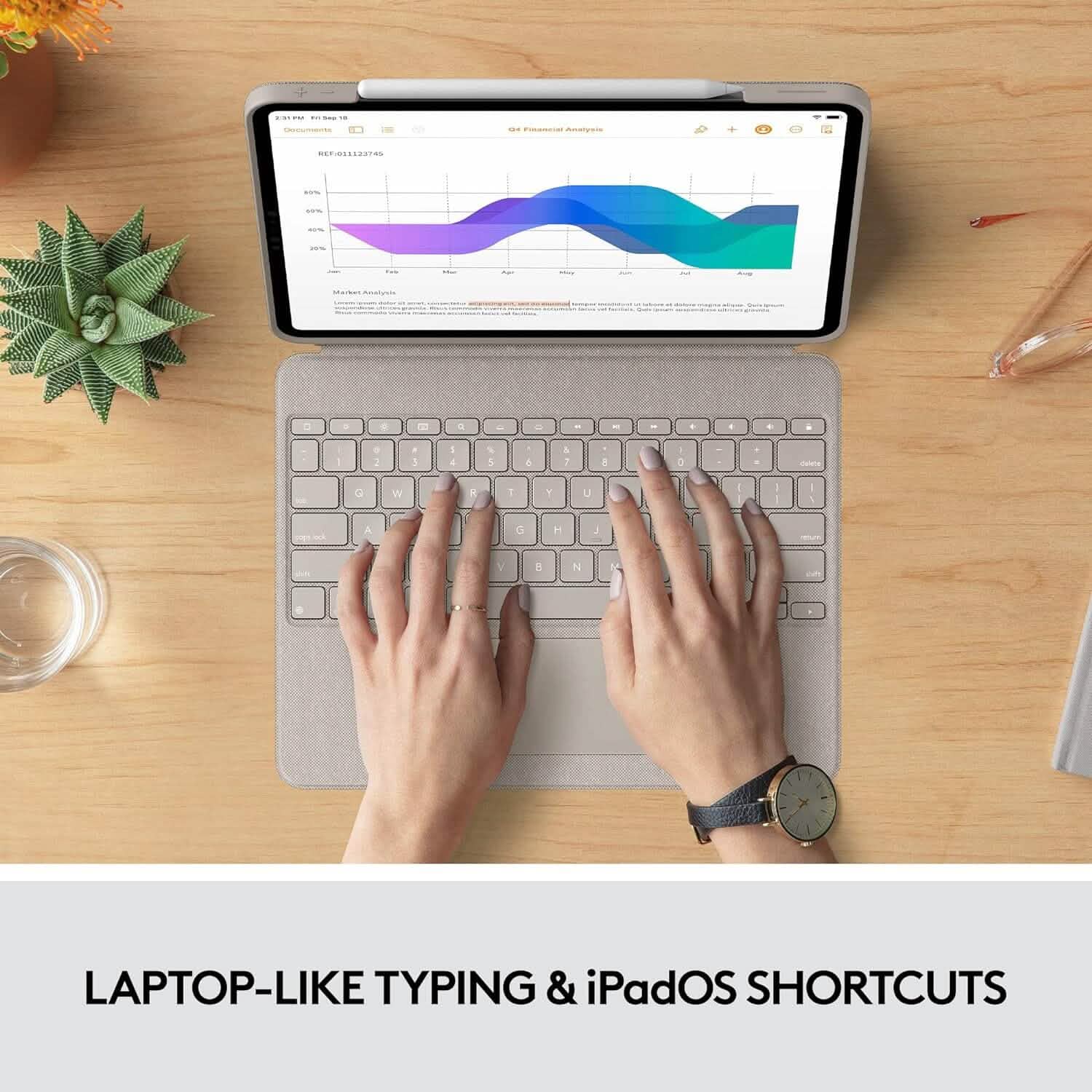 Logitech Combo Touch iPad Pro 12.9-inch (5th, 6th gen - 2021, 2022) Keyboard Case - Sand USA Layout