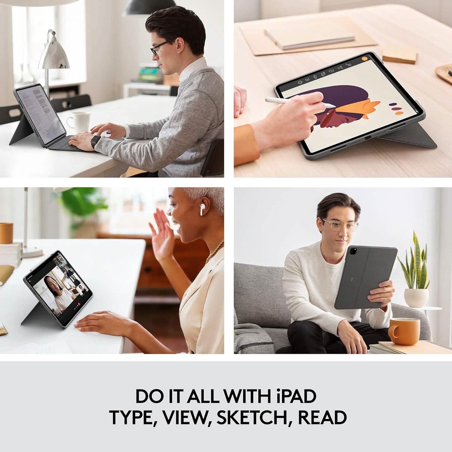 ロジクール コンボタッチ キーボードフォリオ iPad Pro 12.9インチ（第5、第6世代）用 オックスフォードグレー