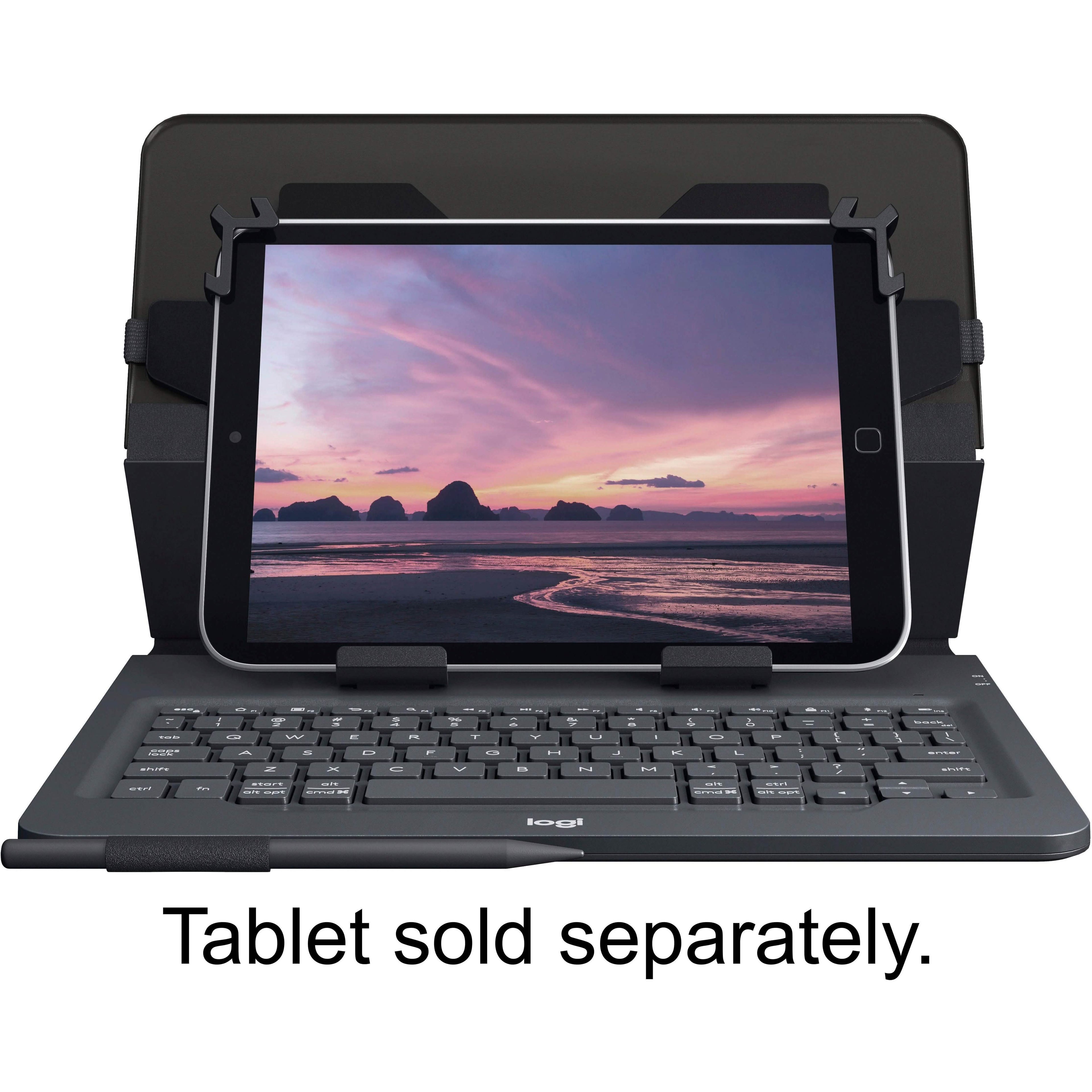 Logitech - Universal Keyboard Folio Case for Most 9-10" Tablets (Refurbished)