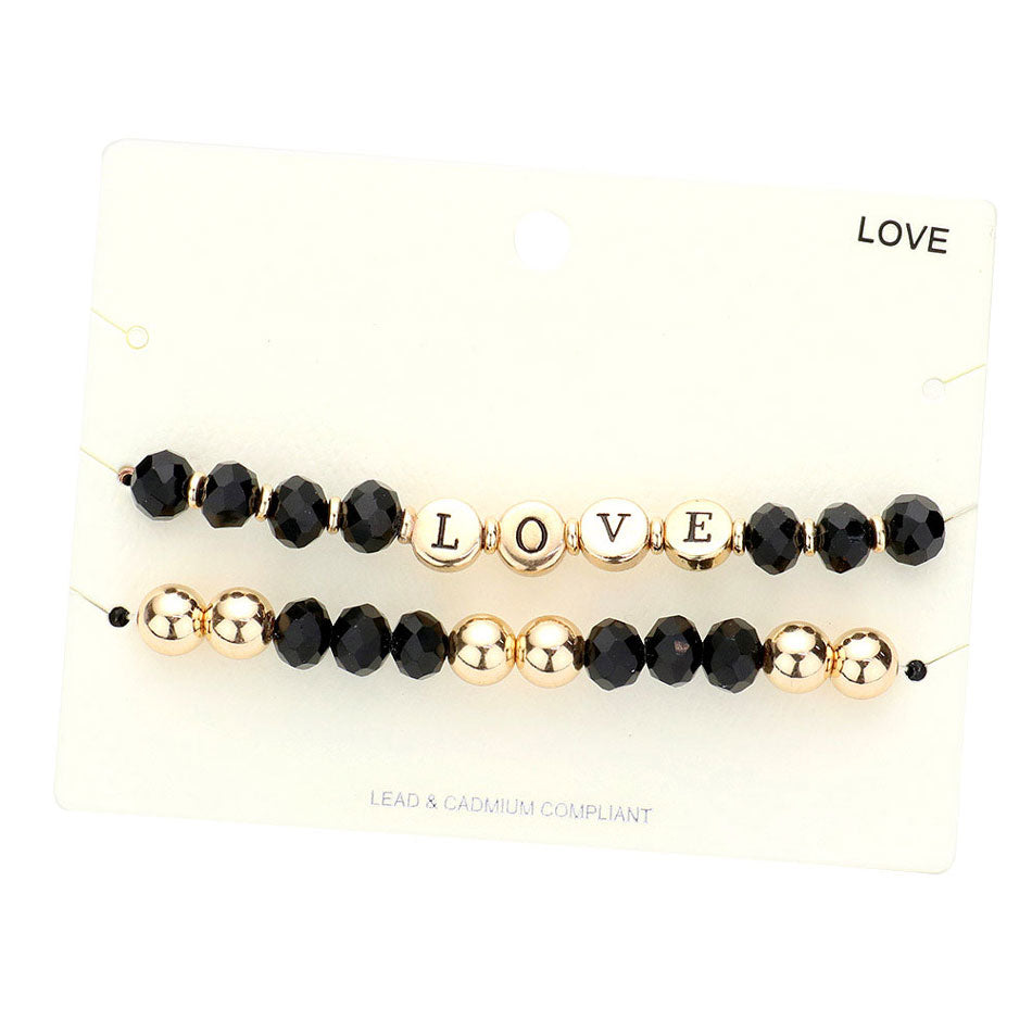 Love Message Faceted Beaded Stretch Bracelets