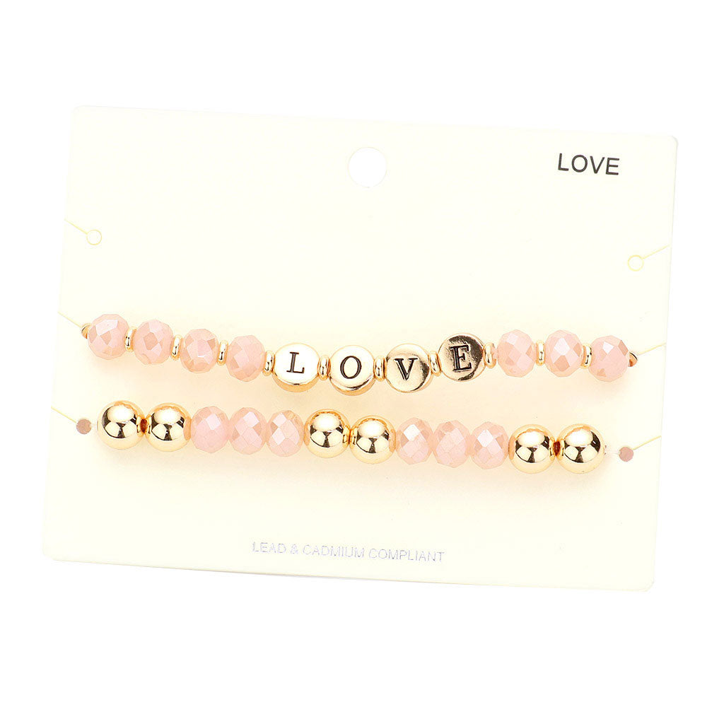 Love Message Faceted Beaded Stretch Bracelets