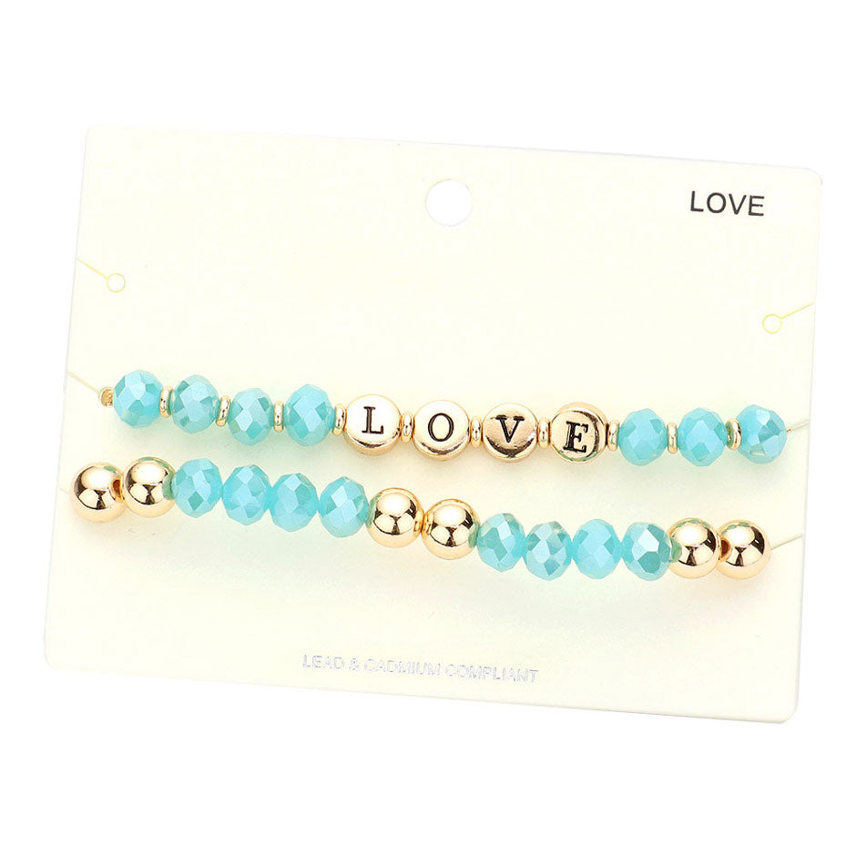 Love Message Faceted Beaded Stretch Bracelets