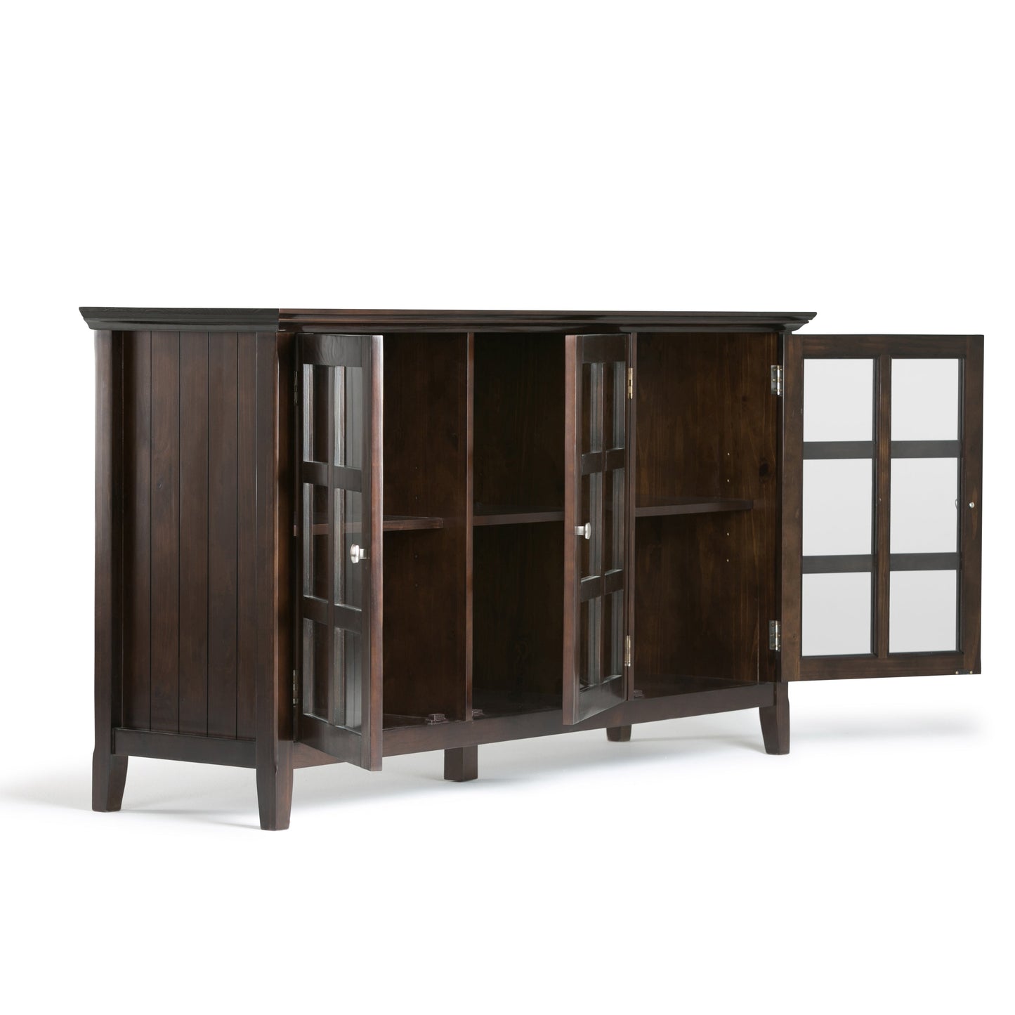 Acadian 62 Inch Wide Solid Wood Storage Cabinet in Brunette