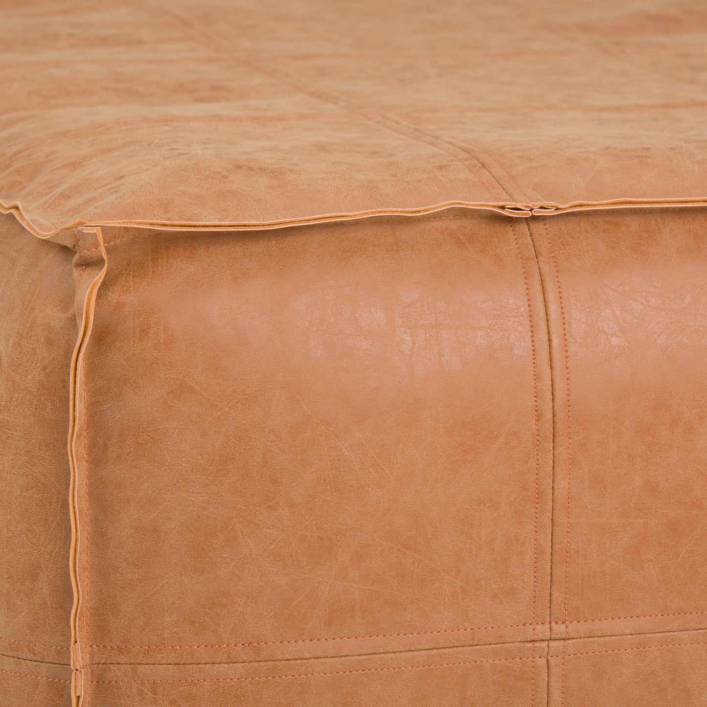Brody - Large Square Coffee Table Pouf - Distressed