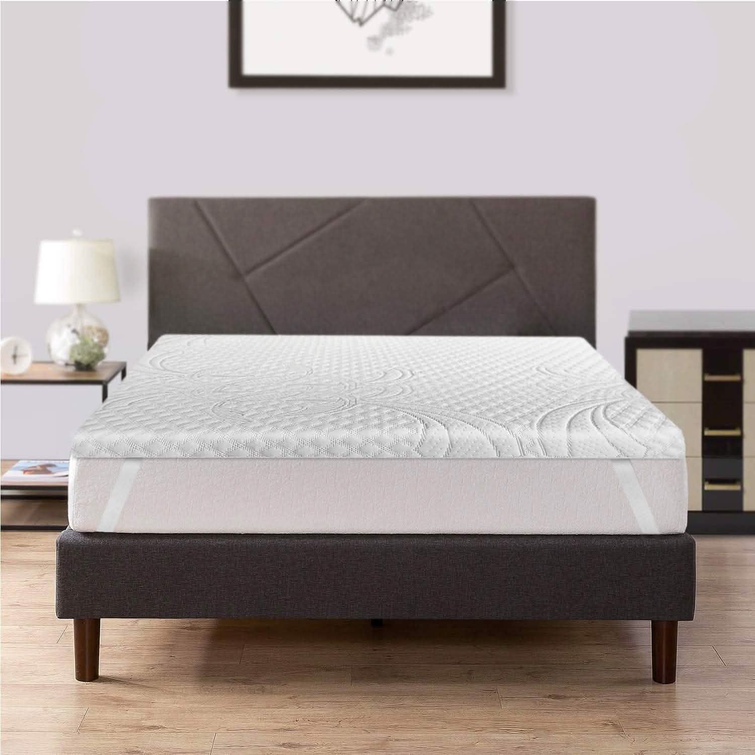 LSOFT Mattress Pad Gel Infused Memory Foam Mattress Topper 4 Corner Elastic Anchor Band Washable Bed Cover