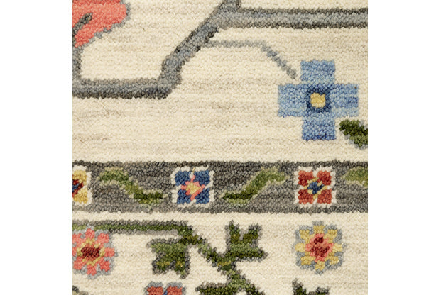 Medalia Area Rug -  Cream. Sage Green. Blue. Yellow