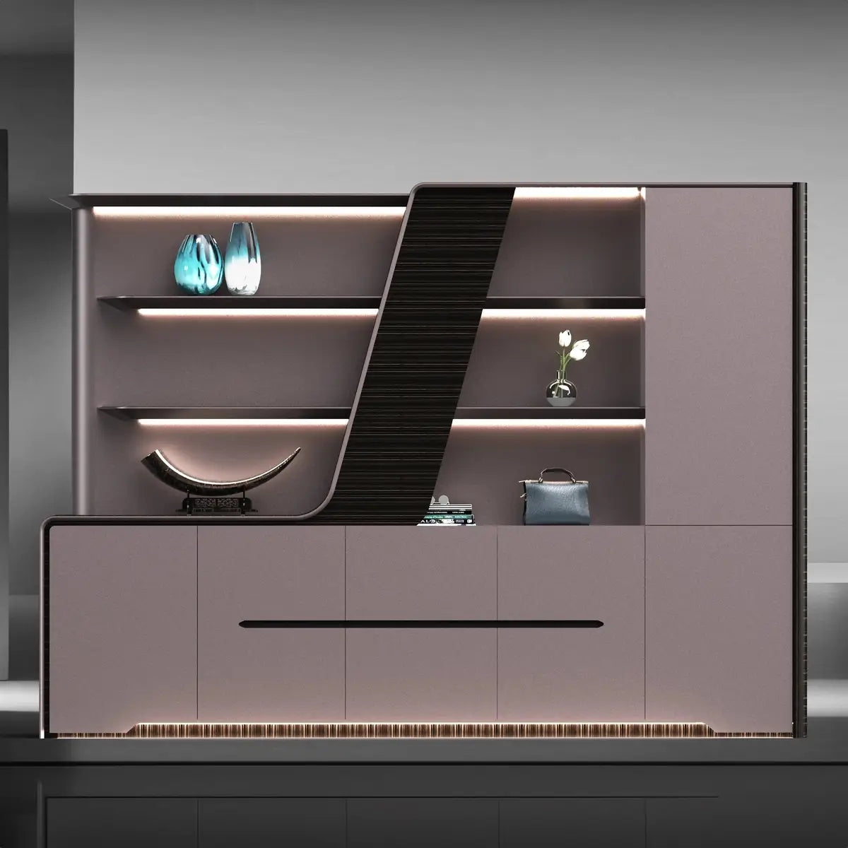 Velor · Modern Office Shelves w/ Lighting & Storage