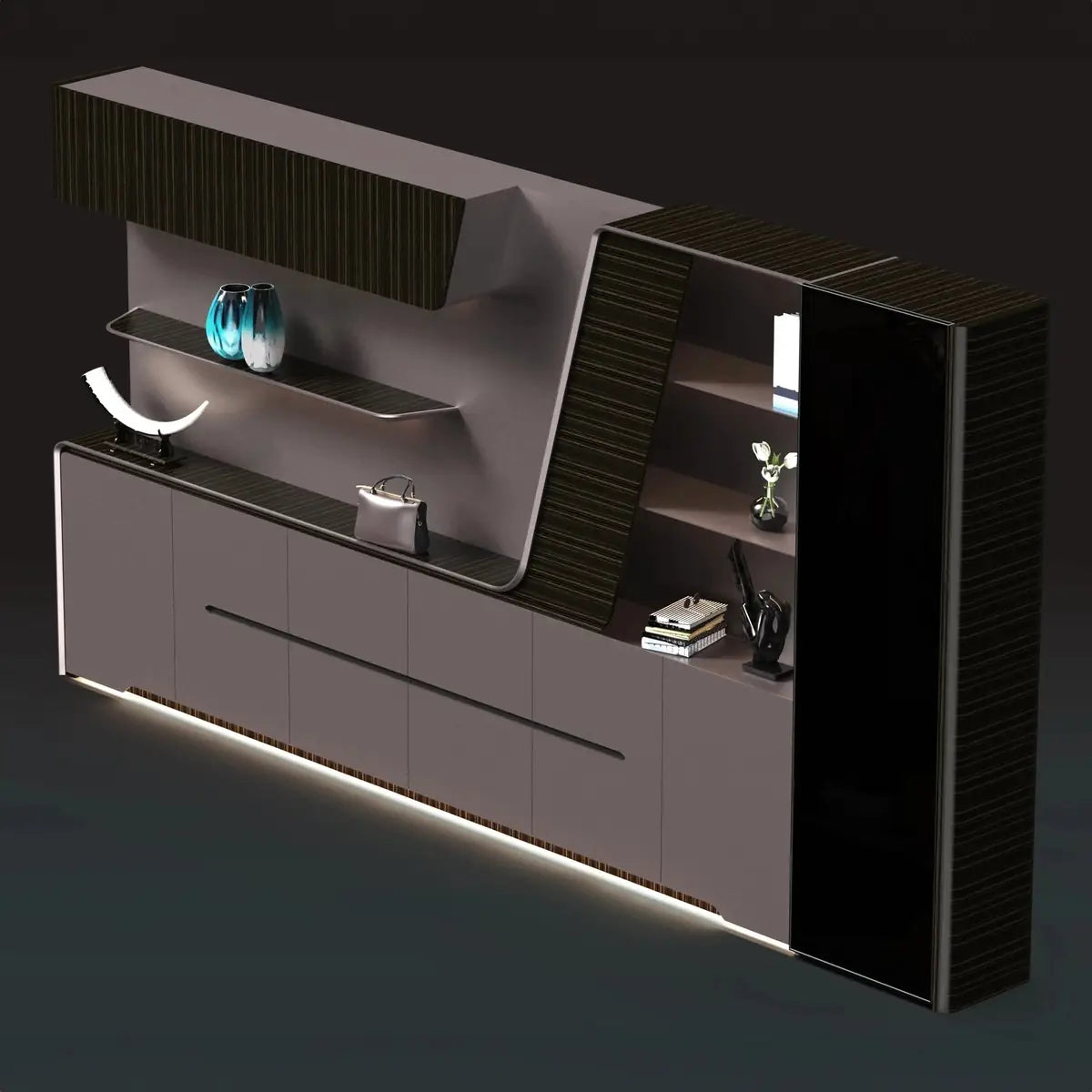 Velor · Modern Office Shelves w/ Lighting & Storage
