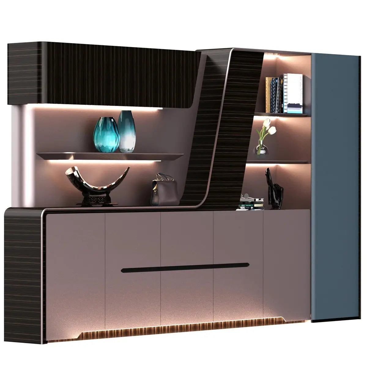 Velor · Modern Office Shelves w/ Lighting & Storage