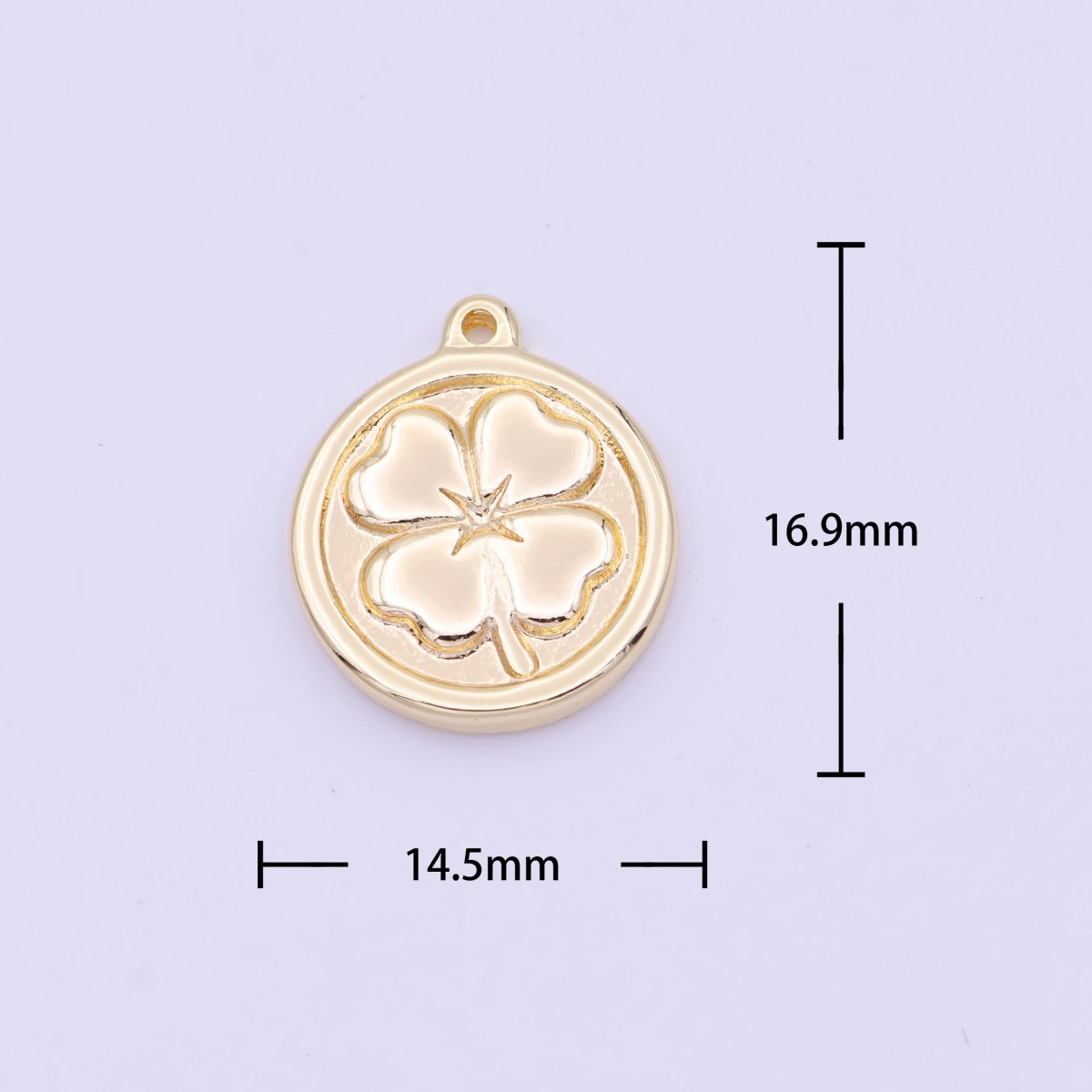 Lucky Clover Quatrefoil Coin Charm in Gold & Silver |  D-453