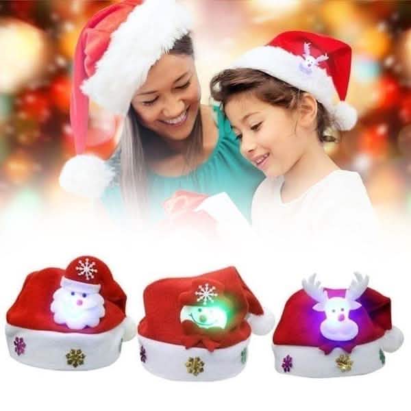 光るクリスマス帽子 発光サンタクロース、雪だるま、トナカイのクリスマス帽子