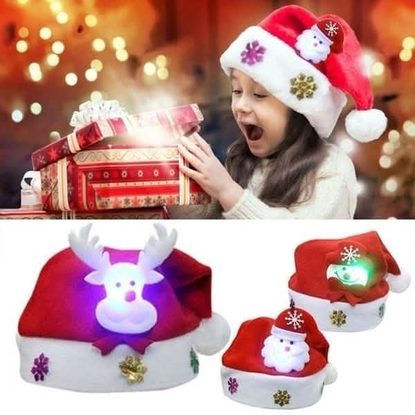 光るクリスマス帽子 発光サンタクロース、雪だるま、トナカイのクリスマス帽子