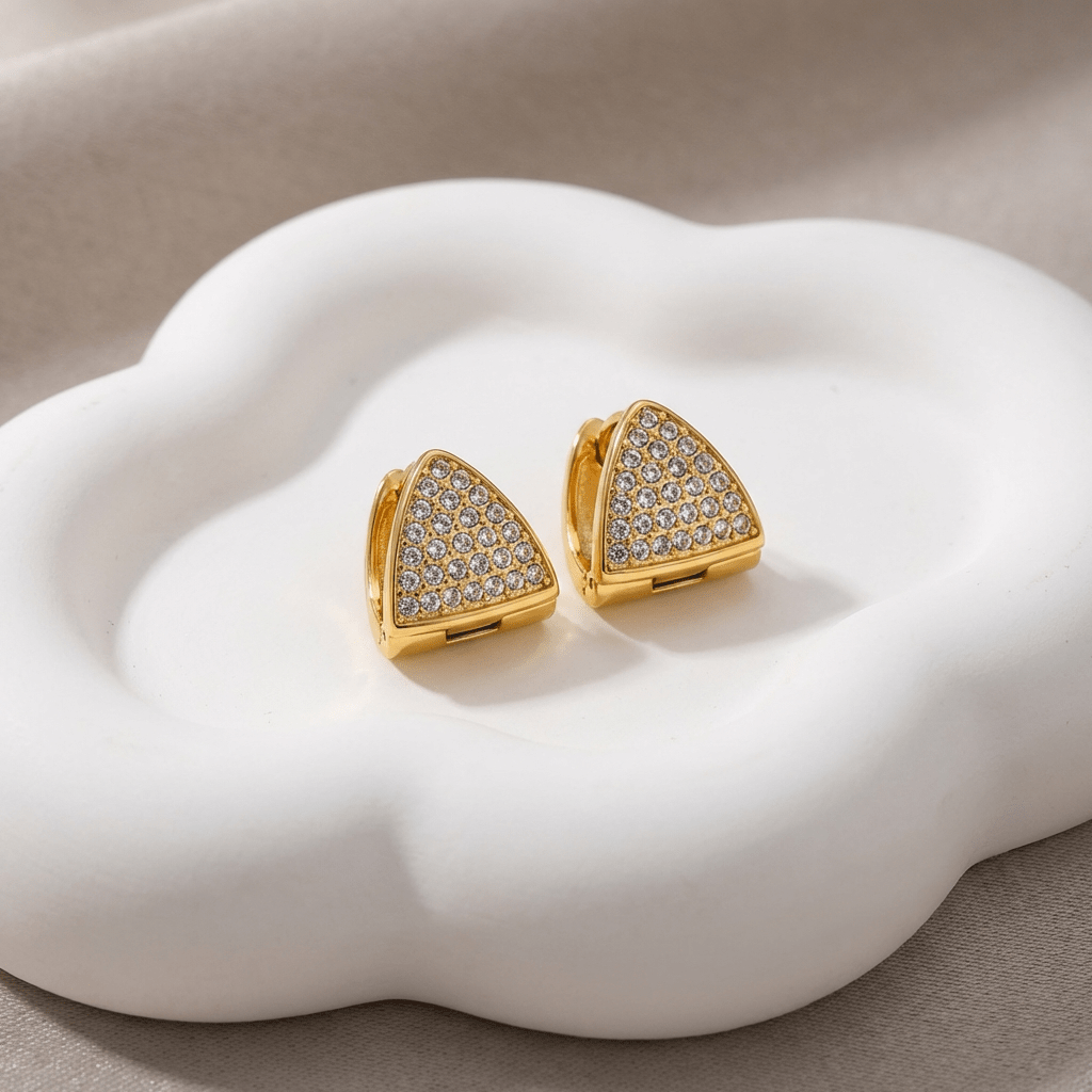 Luna Waterproof Dainty Triangle Zircon Pave Stud